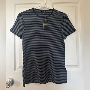 Ralph Lauren Women’s Navy & Cream Striped Short Sleeve Shirt Size M NWT